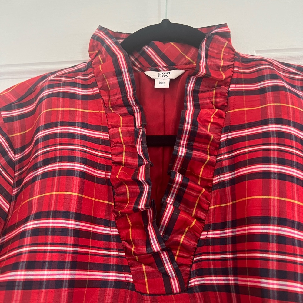 Crown & Ivy Red Plaid Blouse - Picture 2 of 5
